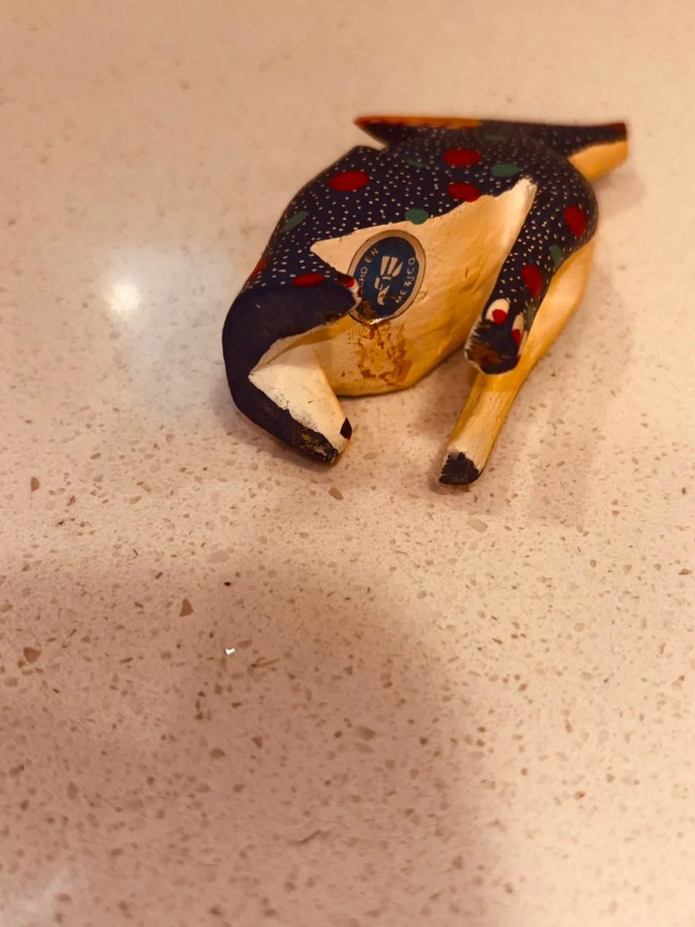 Mexican Oaxacan Alebrije Coyote Wolf Blue Wood Carving Folk Art Figurine 3.75